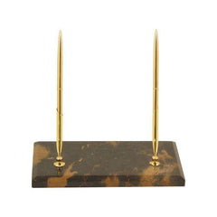"Tiger Eye" Marble With Gold Plated Double Pen Stand