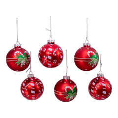 Kurt Adler Candy Cane Ball Ornaments: Festive Set of 6 Matte & Shiny Reds