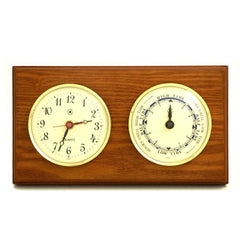 Quartz Clock & Tide Clock On Oak Wood With Brass Bezel