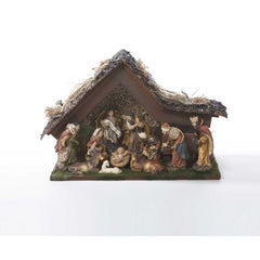 Kurt Adler 9.5" Musical Led Nativity Figures+Stable, 11 Pieces