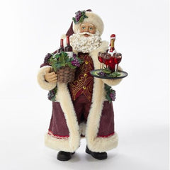 Kurt Adler 11.5" Santa With Wine Baskt+Servng Wine