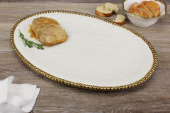 Pampa Bay Golden Salerno Large Oval Platter, White, Porcelain, 18.5 inches