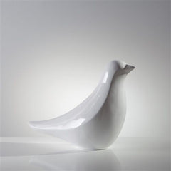 Torre & Tagus Large Finch Bird Decor - Head Up, White, Stoneware, 14" x 22"