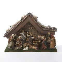 Kurt Adler 12" Nativity With Stable+10 Figures, 11 Pieces