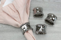 Pampa Bay Verona Napkin Rings, Set of 4, Silver, Porcelain